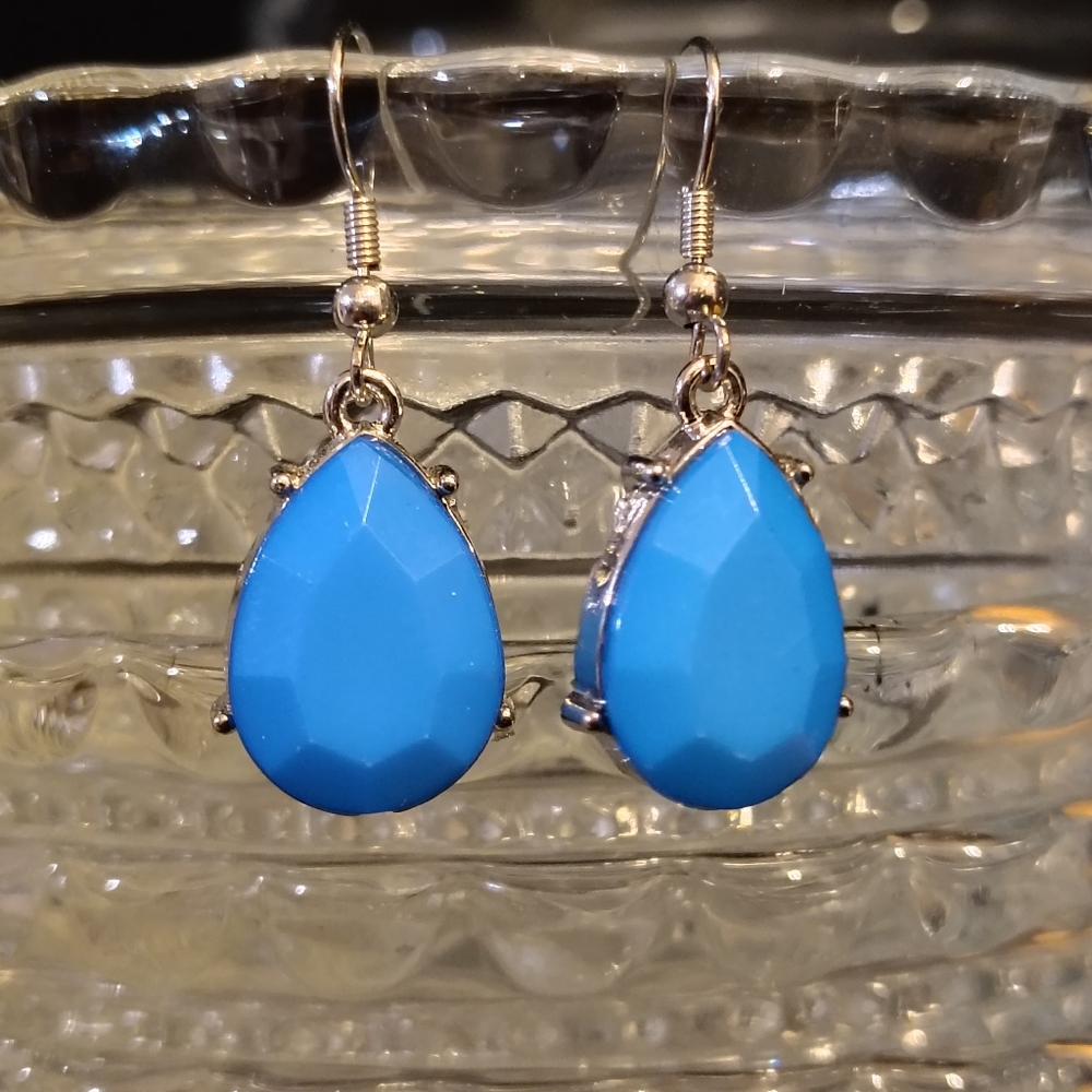 Handmade Blue teardrop Earrings with Nickel Free Hook